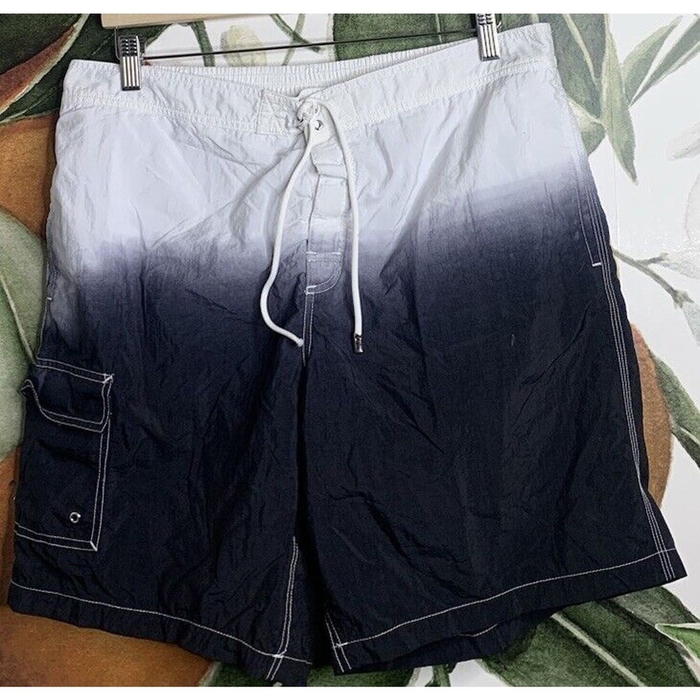 John Varvatos Mens 2XL Ombre White and Gray Board Lined Swimming Shorts Italy